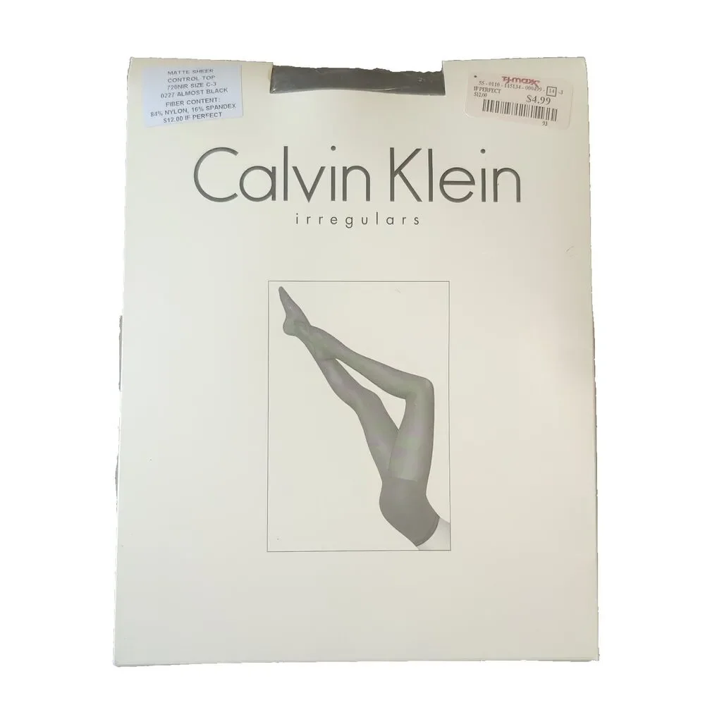 Vtg Calvin Klein Irregulars Almost Black Pantyhose Matte Sheer Control Top Sz C3